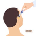 Man getting medication in drops for earache