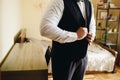 Man getting ready and dressed for work Royalty Free Stock Photo