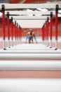 Man getting ready to jump hurdles Royalty Free Stock Photo