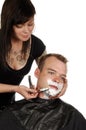Man Getting Shave at Salon