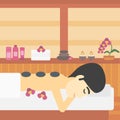 Man getting stone therapy vector illustration.