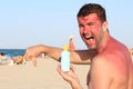 Man getting sunburned at the beach Royalty Free Stock Photo