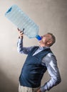 Man with a giant water bottle Royalty Free Stock Photo