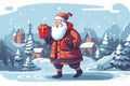 cartoon present illustration holiday red winter santa claus gift christmas. Generative AI.