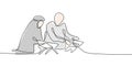 man and girl reciting quran continuous line drawing Royalty Free Stock Photo