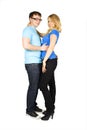 Man and girl standing and embracing Royalty Free Stock Photo