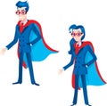Man and girl super heroes in a business firm