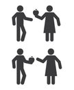 Man give apple woman icon Royalty Free Stock Photo