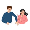 Man gives a slap in woman face vector isolated Royalty Free Stock Photo