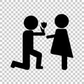 The man gives the woman flowers. Vector icon
