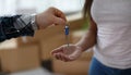 Man gives woman keys to apartment, rental property