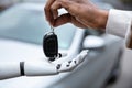 Man Giving Car Key To Robot Royalty Free Stock Photo