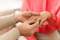 Man giving diamond ring to woman on valentines day Royalty Free Stock Photo