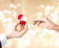 Man giving diamond ring to woman on valentines day Royalty Free Stock Photo