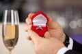 Man giving engagement box with ring. Royalty Free Stock Photo