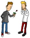 Man giving man flower