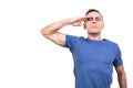 Man giving a military salute with his hand Royalty Free Stock Photo