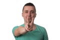 Man Giving Peace Sign - White Background Royalty Free Stock Photo