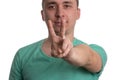 Man Giving Peace Sign - White Background Royalty Free Stock Photo