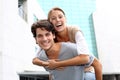 Man giving piggyback ride to girl