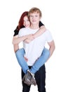 Man giving a piggyback ride to his girlfriend. Royalty Free Stock Photo