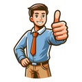 Man giving thumbs up vector illustration, happy guy showing OK gesture, approval sign, positive emotion, work done sign design Royalty Free Stock Photo