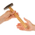 Man giving woman hammer Royalty Free Stock Photo