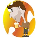 Man with a glass of tasty beer on a colored background.