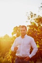 Man with a glass of white wine Royalty Free Stock Photo