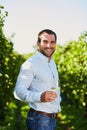 Man with a glass of white wine Royalty Free Stock Photo