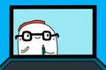 Man in glasses online course webinar hand drawn vector illustration in cartoon comic style