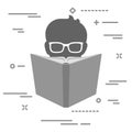 Man with glasses reading a big grey book icon over white backgro Royalty Free Stock Photo
