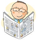 Man in glasses reading newspaper