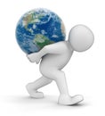 Man and Globe (clipping path included) Royalty Free Stock Photo