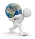 Man and Globe (clipping path included) Royalty Free Stock Photo