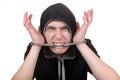 Man Gnaw a Handcuffs Royalty Free Stock Photo