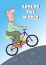 Man goes around the world on the bicycle