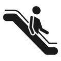 Man goes down the escalator icon, simple style