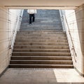 Man goes down on the stairs Royalty Free Stock Photo