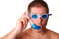 Man with goggles and snorkle Royalty Free Stock Photo