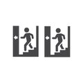 Man going down stairs black vector icon Royalty Free Stock Photo