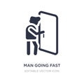 man going fast and with force against a door icon on white background. Simple element illustration from People concept