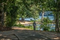 Man going fishing at the lake