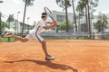 Adult sportsman running on court