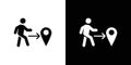 Man going to destination icon linear logo isolated Royalty Free Stock Photo