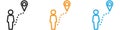 Man going to destination vector logo set collection for web app ui Royalty Free Stock Photo