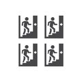 Man going up stairs black vector icon Royalty Free Stock Photo