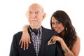 Man with gold-digger companion or wife Royalty Free Stock Photo