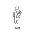 man with golf bag illustration. Element of a person carries for mobile concept and web apps. Thin line man with golf bag illustrat