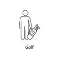 man with golf bag illustration. Element of a person carries for mobile concept and web apps. Thin line man with golf bag illustrat